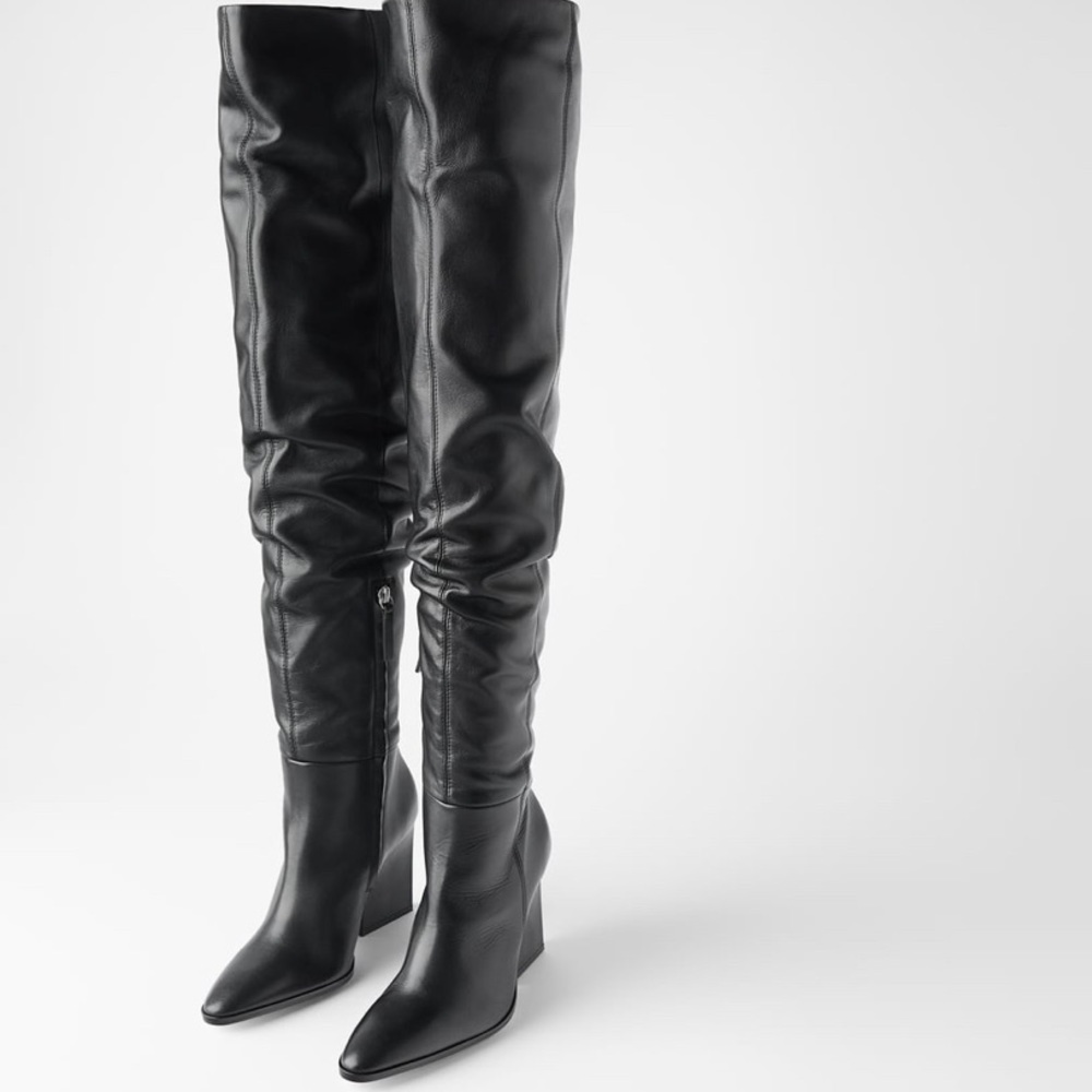 Zara Leather Knee High Boots